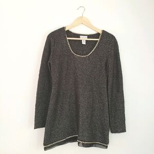 Soft Surroundings Metallic Black Gold Sweater